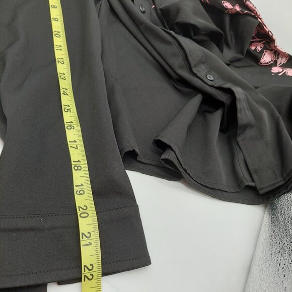 Zeroyaa Shirt Size Large Black Button Down Shirt Pink Floral Design Cowboy NWT - Picture 7 of 12